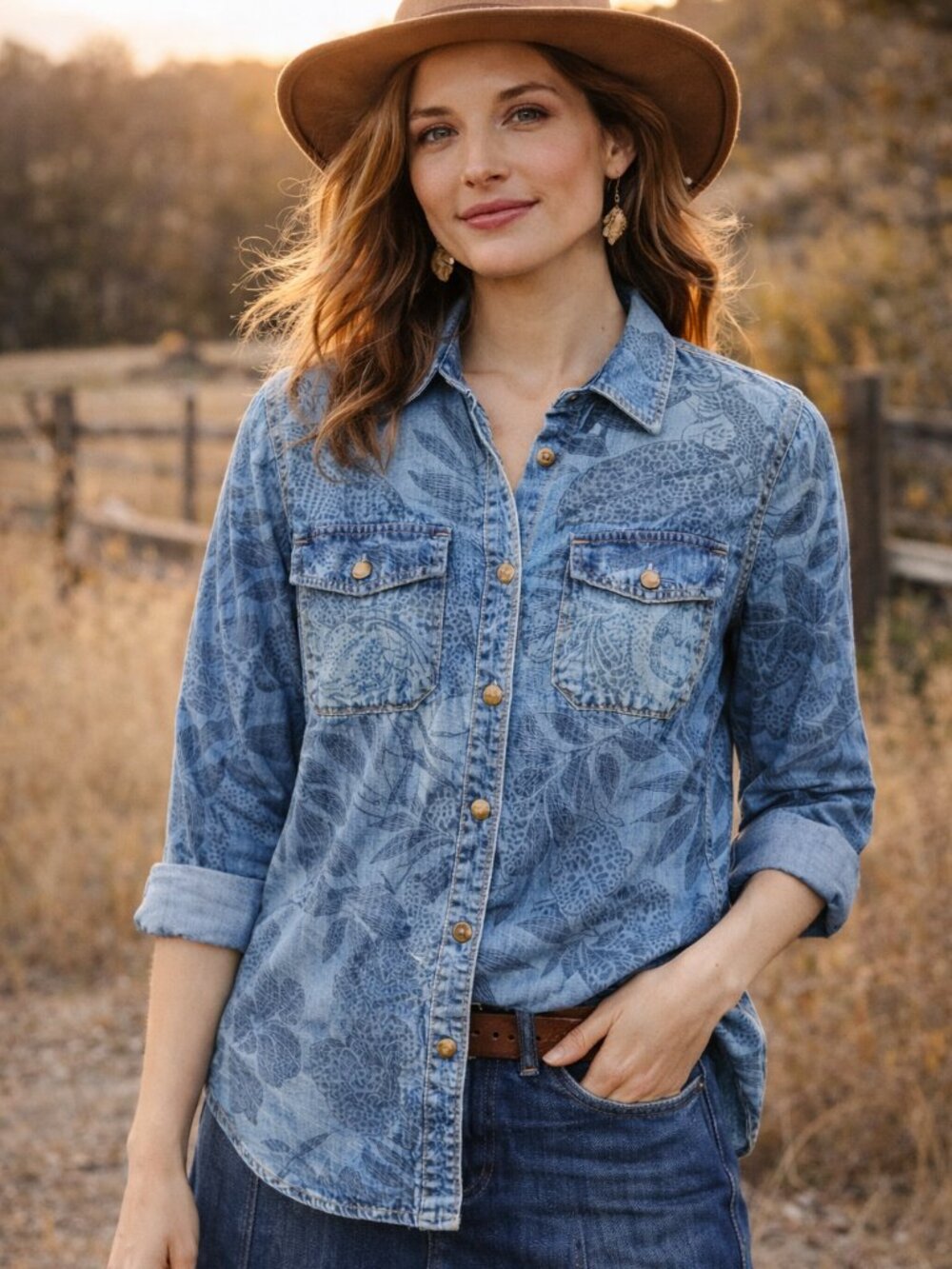 Current/Elliott The Perfect Shirt in Denim Jungle Sz. 2